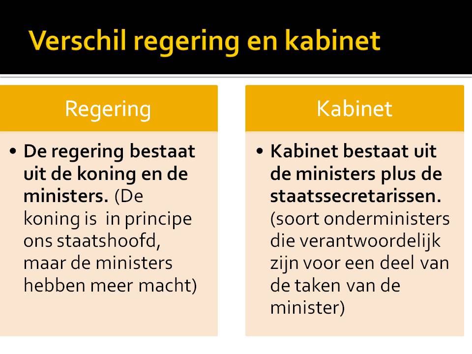 verschil regering en kabinet