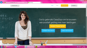 Inlogscherm als je naar www.classdojo.com gaat. Deze appicatie is in heel veel talen beschikbaar, waaronder Nederlands.